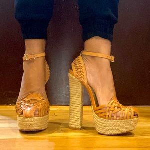 RARE VINTAGE Schutz 6 inch woven stiletto huarache heels